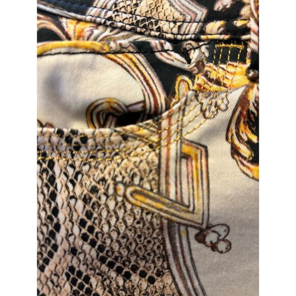 Y2K  Just Cavalli Gold Paisley Skinny Jeans Mid Rise L Studded Designer Denim - Picture 7 of 10